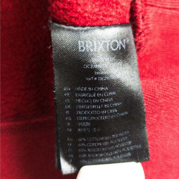 Brixton Crewneck Sweatshirt Men’s Large Red Relaxed Fit Logo Pullover Casual - Picture 5 of 11
